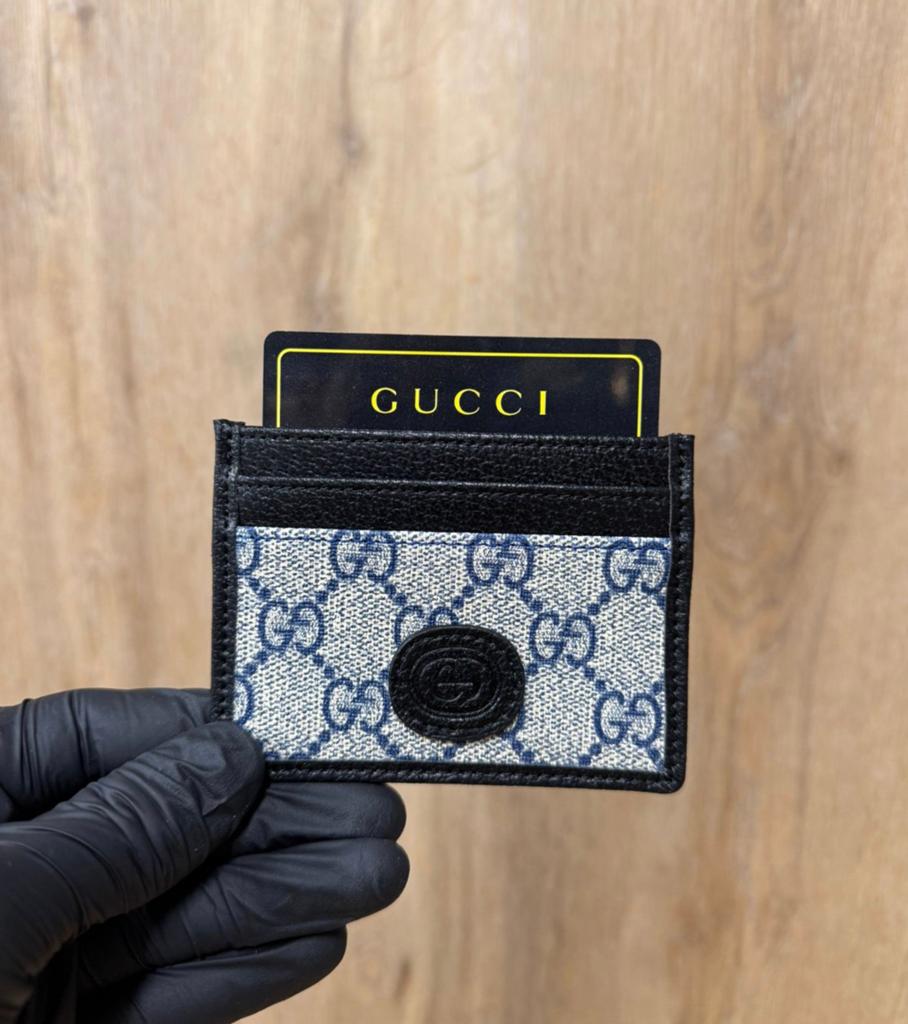 Gucci Kaarthouder - Blauw/Grijs GG Monogram, Overige merken, Blauw, Nieuw, Ophalen of Verzenden