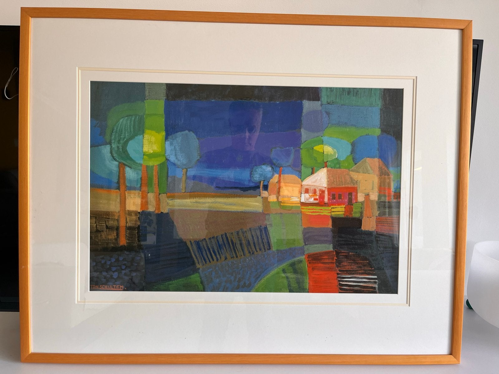 Ton Schulten reproductie - Kleurrijk landschap 93x73 cm, Ophalen, Abstract, Landschap, Print