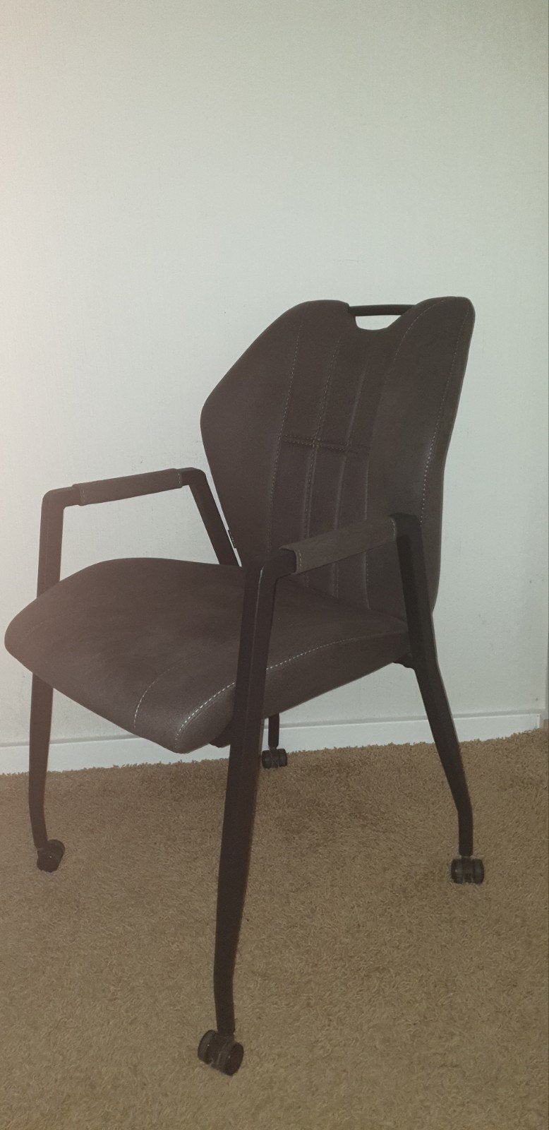 3 eetkamerstoelen met zwenkwielen - Grijs/Zwart, Ophalen, Gebruikt, Drie, Metaal