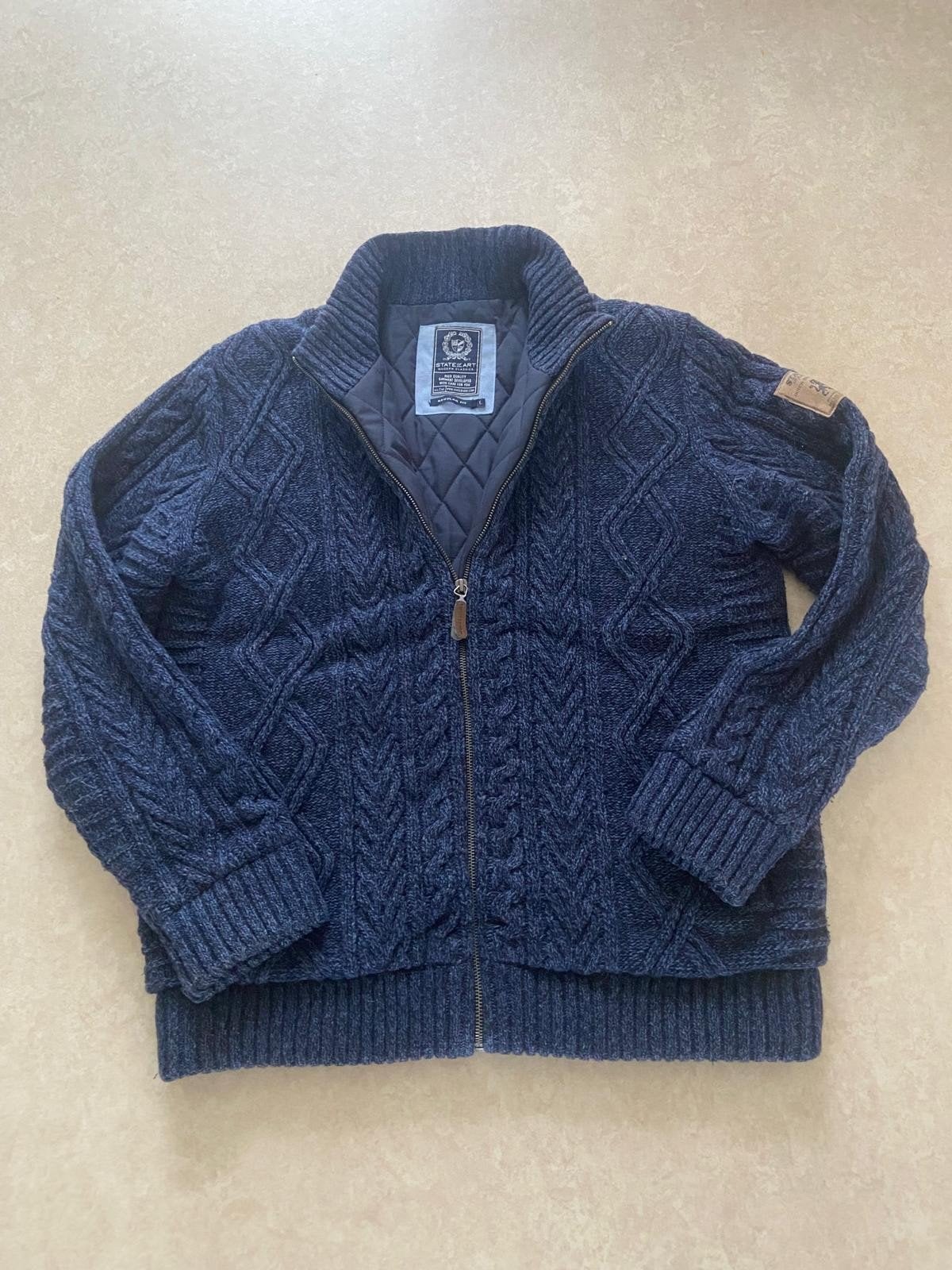State of Art gebreid heren vest – maat L (50-52), Ophalen of Verzenden, Gedragen, Blauw, State of Art