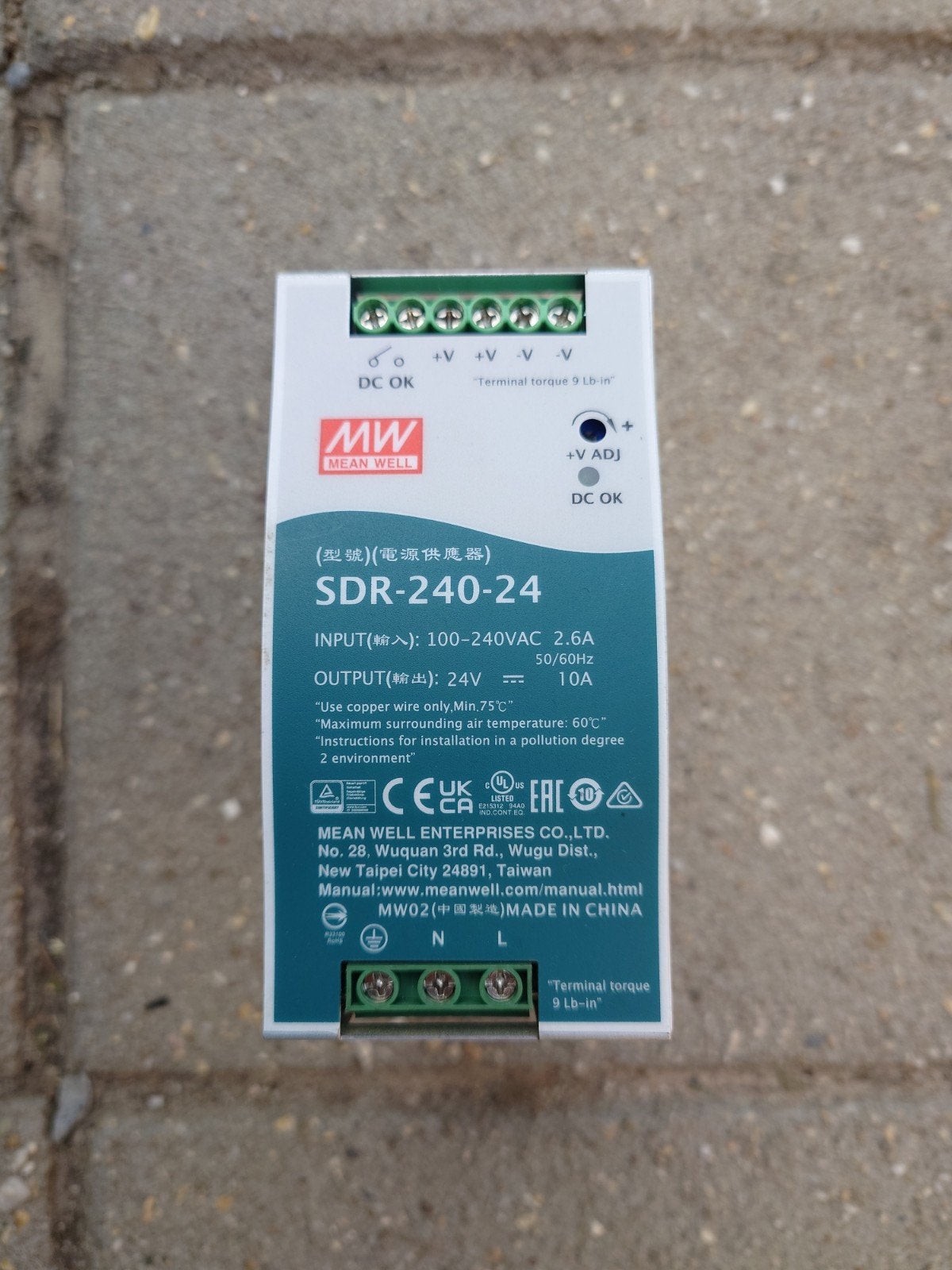 Mean Well SDR-240-24 DIN-rail voeding 24V 10A, Ophalen, Zo goed als nieuw