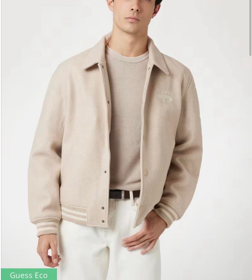GUESS soft bomber/baseball jacket size M beige, Kleding | Heren, Jassen | Zomer, Ophalen of Verzenden, Zo goed als nieuw, Maat 48/50 (M)