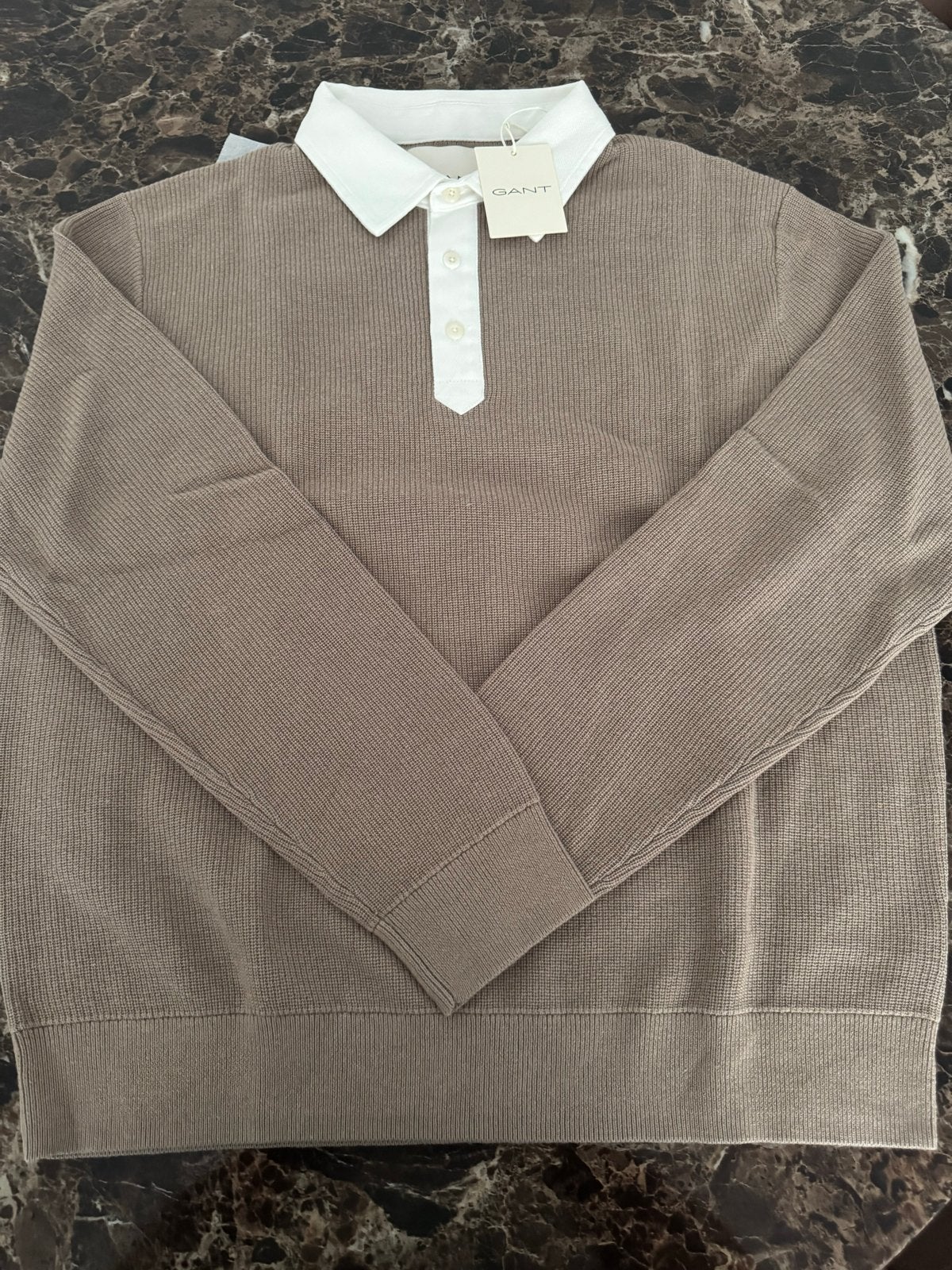 Gant Trui XL Taupe met Kraag 100% Katoen Nieuw RRP 180, Ophalen of Verzenden, Nieuw, Maat 56/58 (XL), Beige