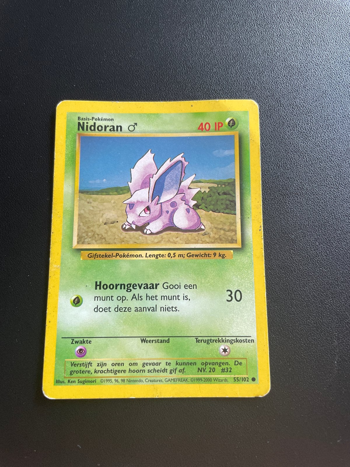 Pokémon Kaart Nidoran  (Basis-Pokémon) - 55/102, Ophalen of Verzenden, Gebruikt, Losse kaart
