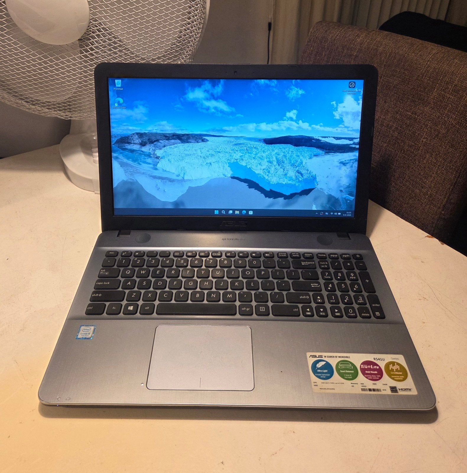 Asus Laptop R 541u - 120 GB Ssd - 8 GB Ram, 2 tot 3 Ghz, 8 GB, ASUS, Intel Core i5-7200U