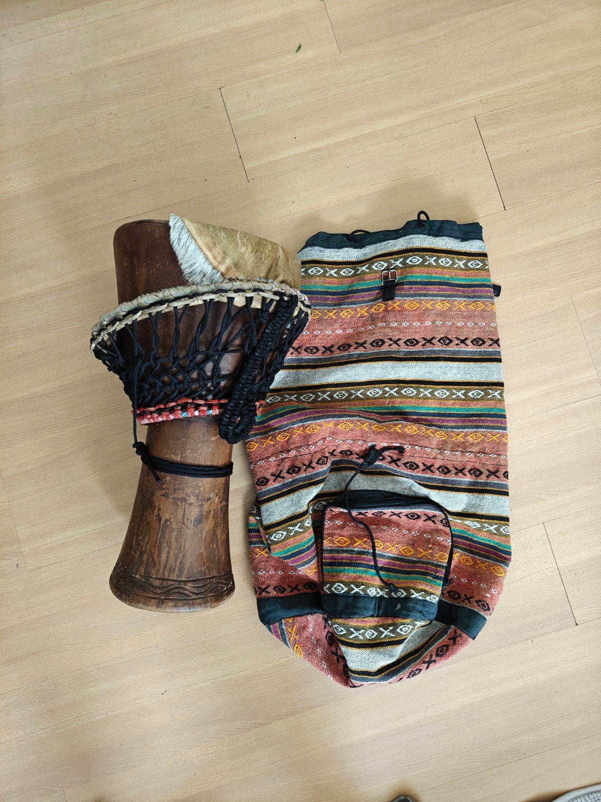 Djembe met draagtas - Handgemaakt, Afrikaanse trommel, Ophalen, Gebruikt, Overige merken