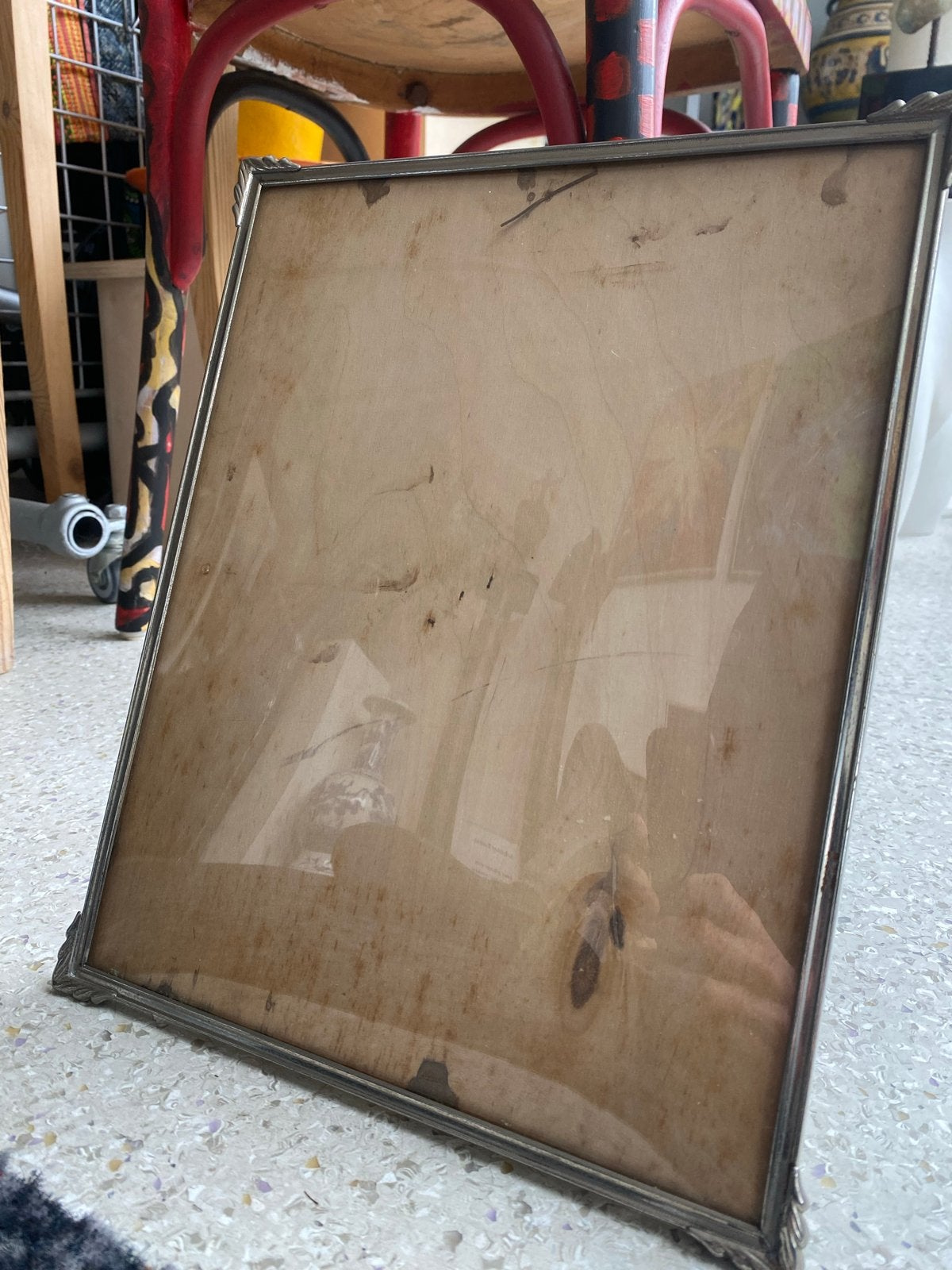 Vintage fotolijst met bol glas 2X, Ophalen of Verzenden, Gebruikt, Metaal of Aluminium, Minder dan 50 cm