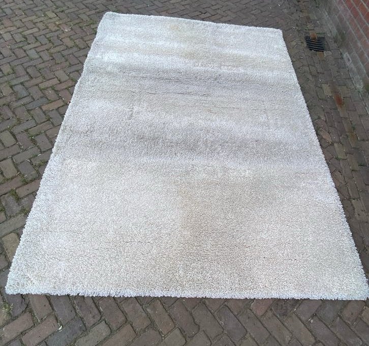 Groot crèmekleurig vloerkleed - 320 x 230 cm, Ophalen, Gebruikt, 200 cm of meer, Crème