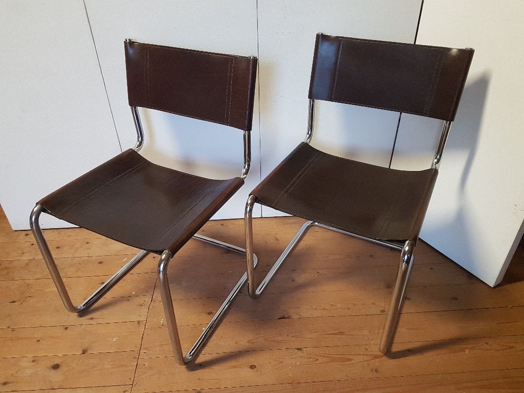 Twee Mart Stam S33 eetkamerstoelen voor Linea Veam, Huis en Inrichting, Stoelen, Ophalen, Gebruikt, Twee, Bruin