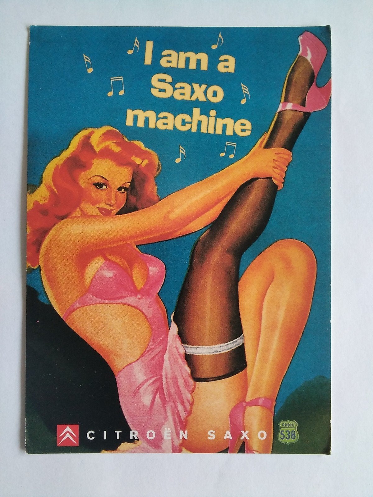 Ansichtkaart Citroën Saxo I am a Saxo machine 1999, Verzamelen, Ansichtkaarten | Themakaarten, Verzenden, 1960 tot 1980, Voertuig