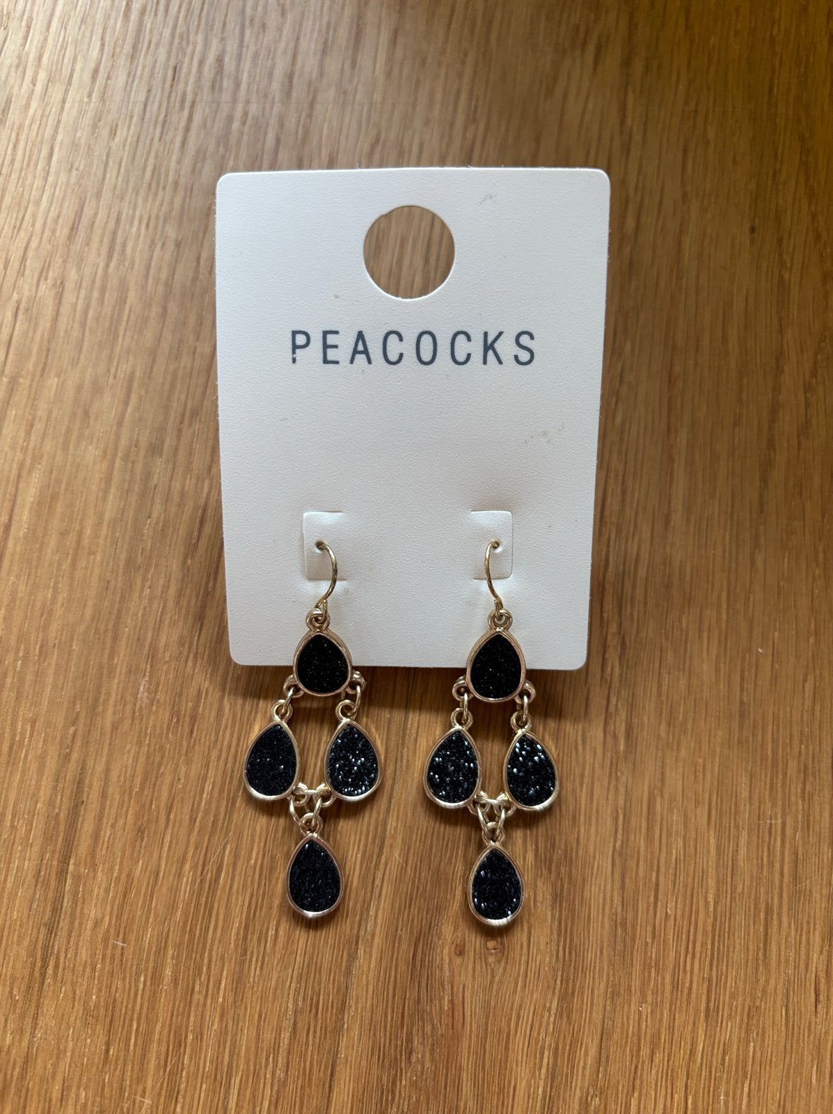 Nieuwe Peacocks Zwarte Druppel Oorbellen, Ophalen, Overige materialen, Hangers, Zwart