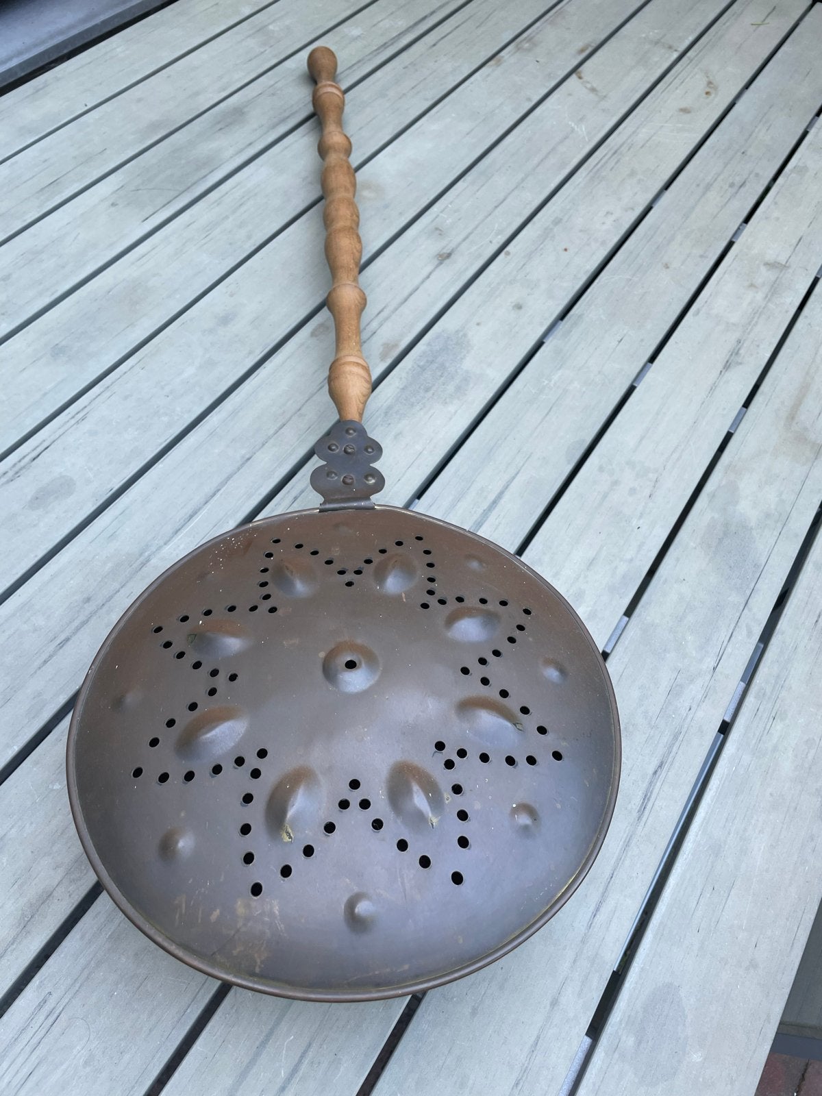 Antieke Koperen Beddenpan met Houten Handvat, Antiek en Kunst, Antiek | Koper en Brons, Ophalen, Koper