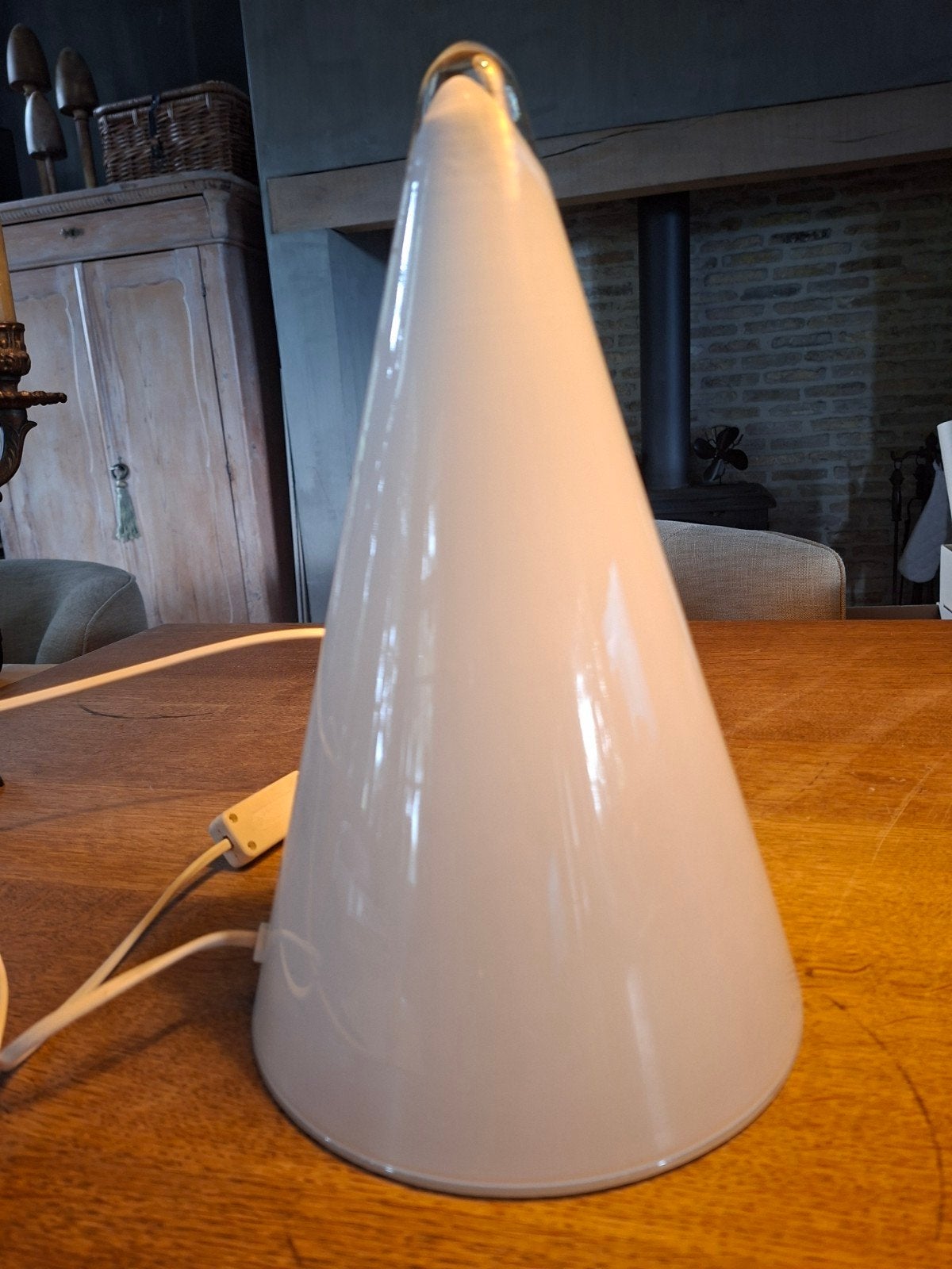 Vintage SCE Teepee  Tafellamp - Wit Glas - Max 60W, Gebruikt, Overige merken, Vintage, Wit