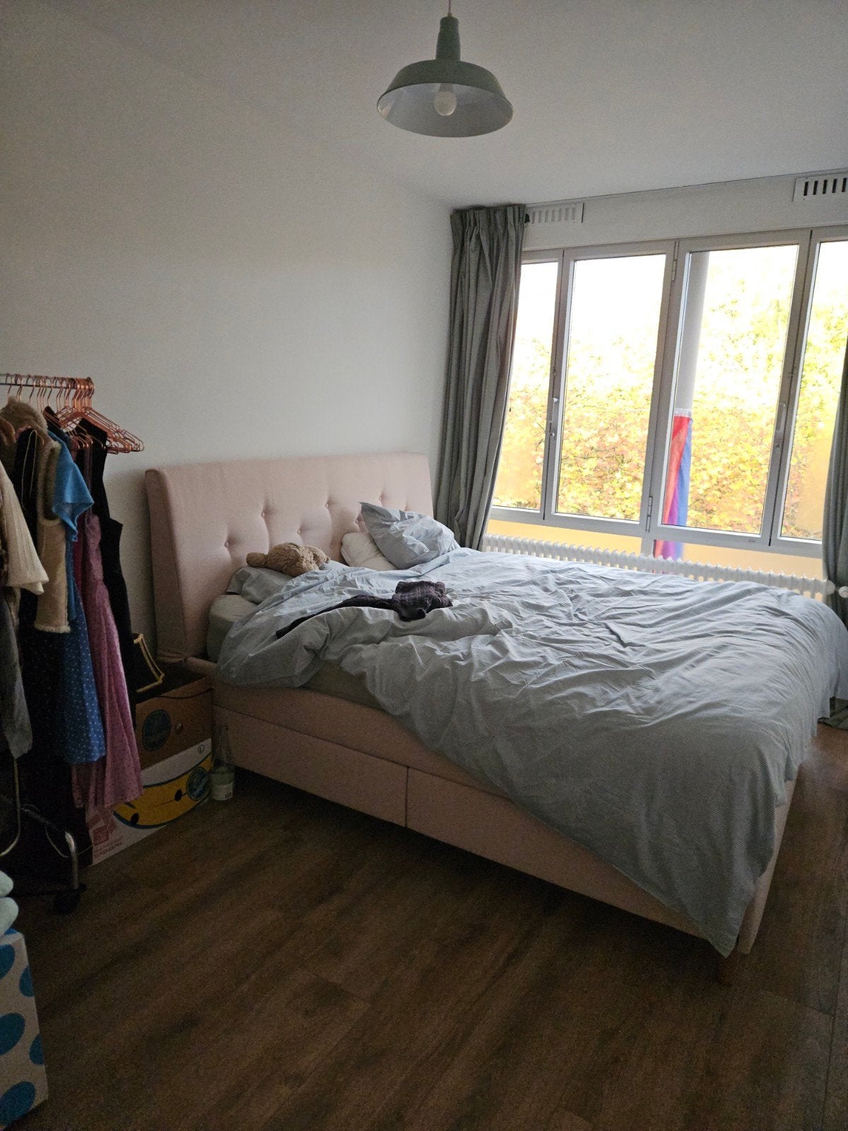Roze stoffen Ikea Idanäs bed - incl matras en topper, Ophalen, Overige kleuren, Tweepersoons, Zo goed als nieuw