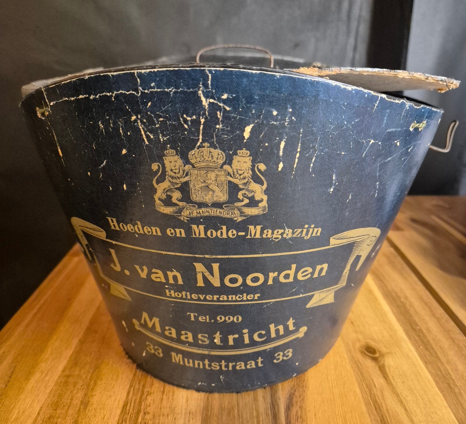 Antieke Hoge Hoed met Originele Hoedendoos - J. van Noorden, Ophalen of Verzenden, Heren, J. van Noorden