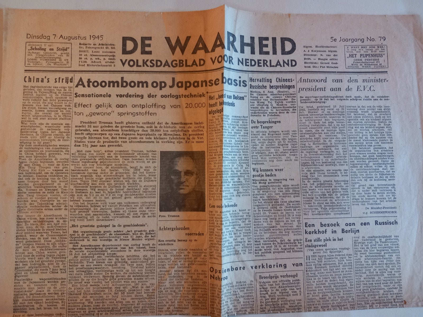Atoombom op Japan augustus 1945 de waarheid, ., Ophalen of Verzenden, ., Nederland