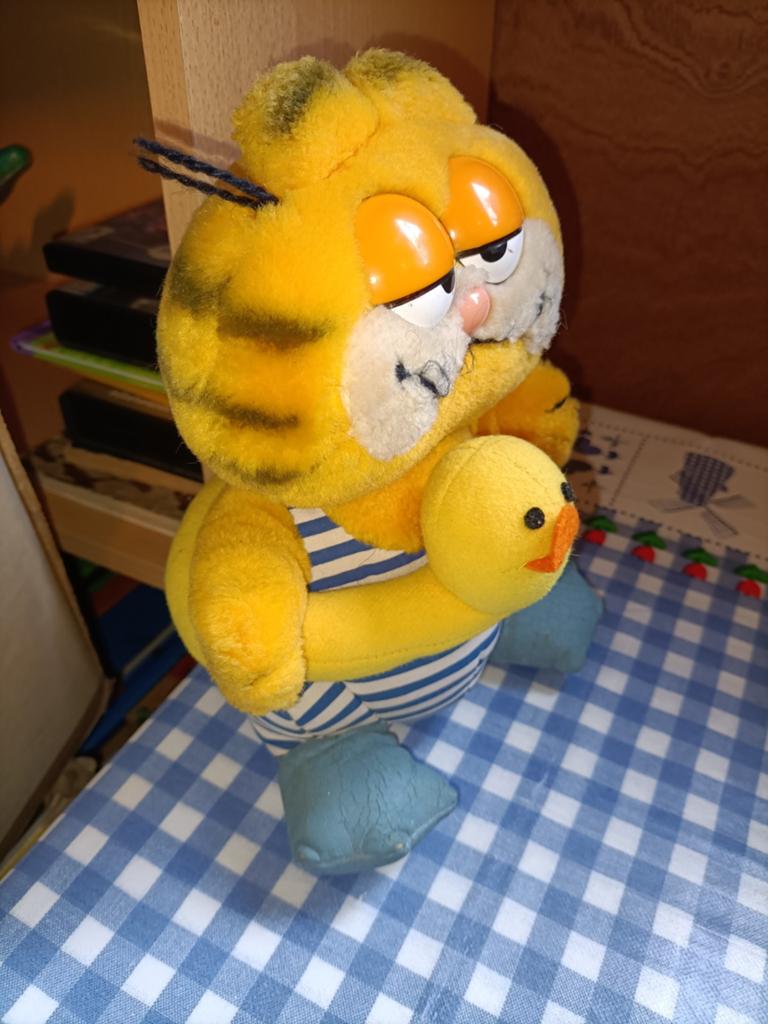 Vintage Garfield knuffel met zwemband met eend 24 cm groot *, Ophalen of Verzenden, Zo goed als nieuw