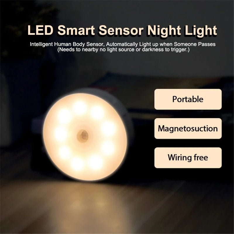 Oplaadbare LED (nacht) lamp met schemer- en bewegingssensor, Huis en Inrichting, Ophalen, Kunststof, Sensorlamp, Nieuw