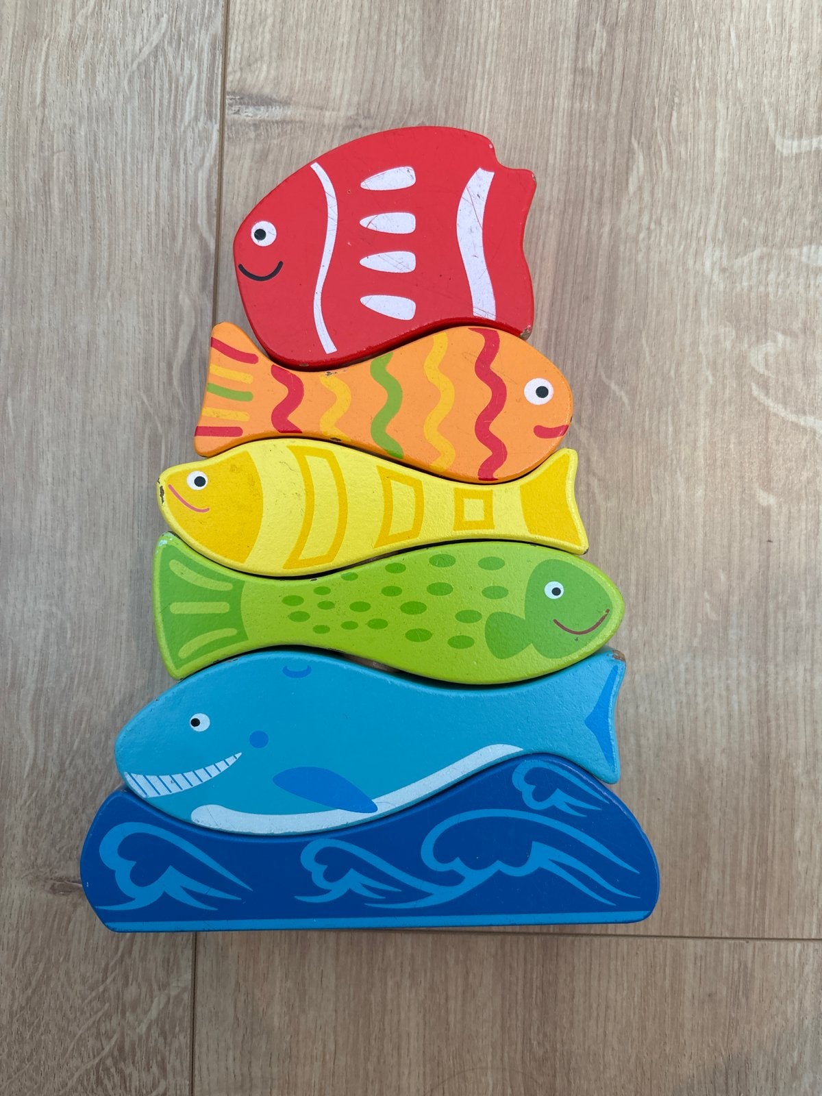 Houten stapeltoren vissen en walvis, Ophalen of Verzenden, Zo goed als nieuw, Overige typen