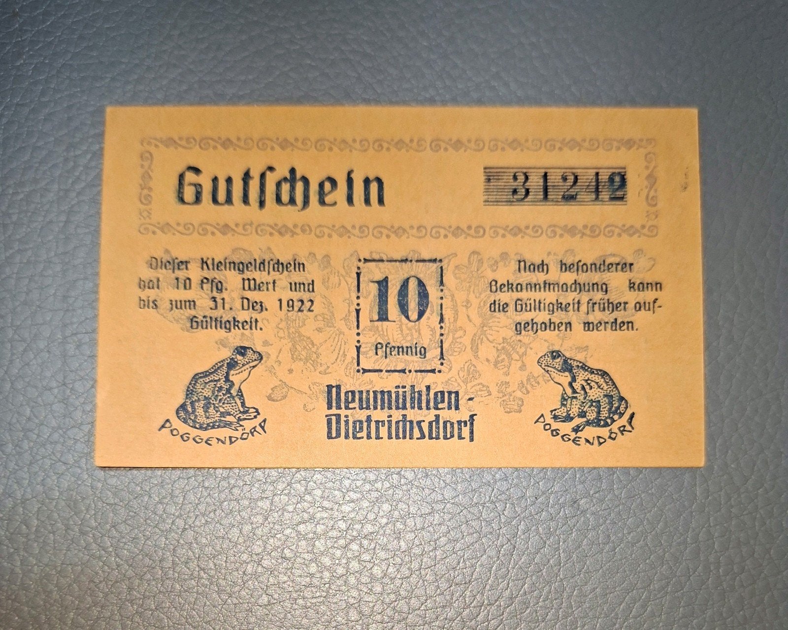 Duits Notgeld Neumühlen-Dietrichsdorf Noodgeld, Ophalen of Verzenden, Duitsland