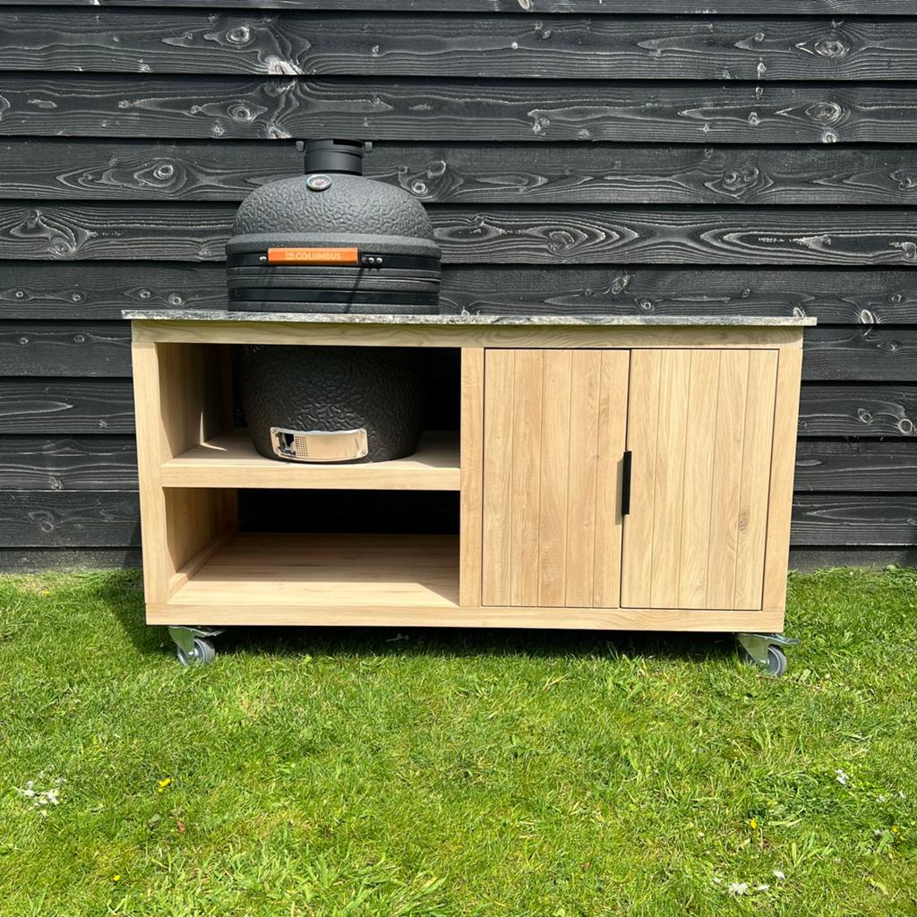 OP=OP Compacte Luxe Massief Eiken Barbeque Kast Incl Graniet, Maatwerk, Houtskool, Nieuw, Ophalen of Verzenden