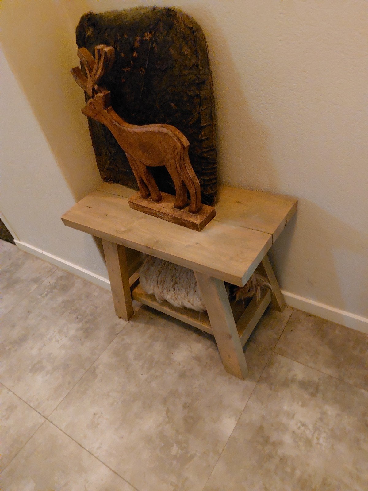 Leuk houten tafeltje met accessoires, Huis en Inrichting, Ophalen, Minder dan 45 cm, Minder dan 55 cm, Gebruikt