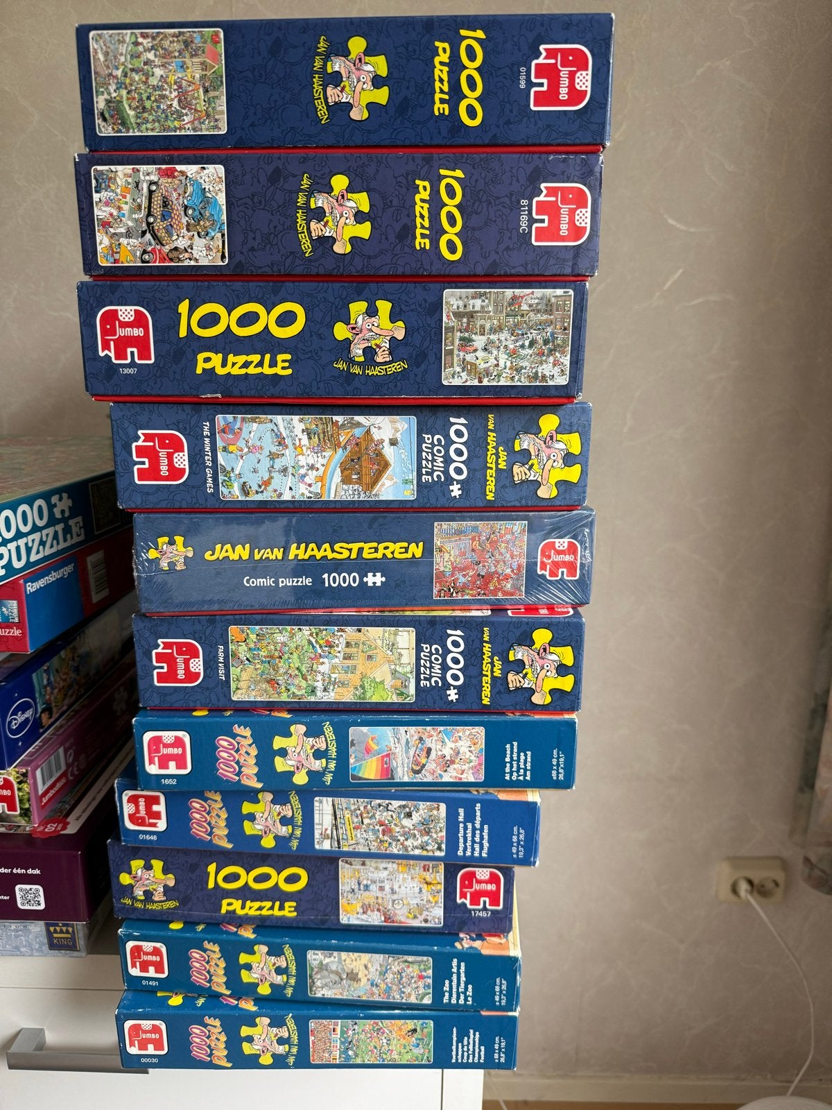 Grote collectie Jan van Haasteren puzzels (1000 stukjes), Verzenden, Meer dan 50 stukjes, Gebruikt, 6 jaar of ouder