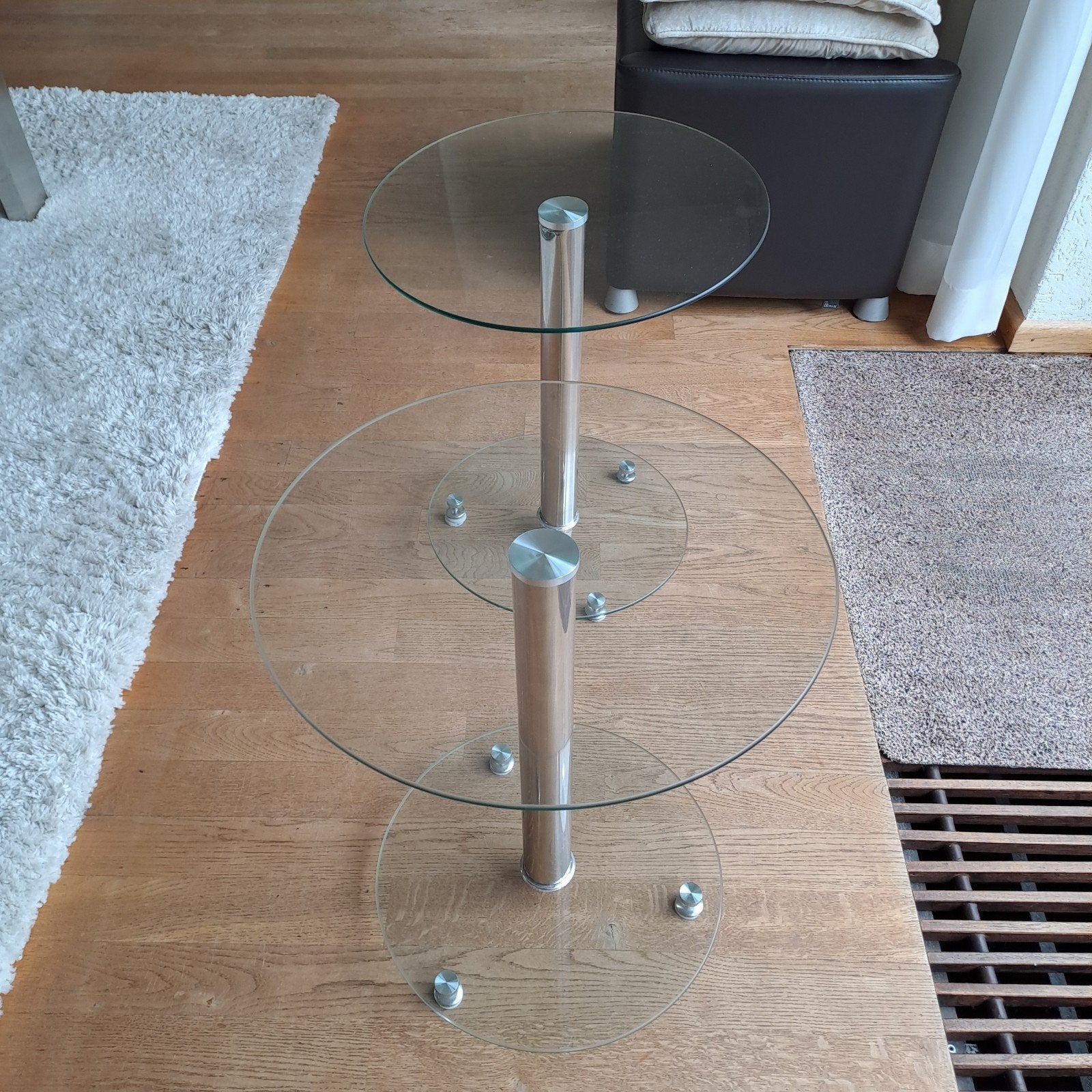 Glazen bijzettafels. 2 stuks., Minder dan 55 cm, Rond, Glas, Ophalen