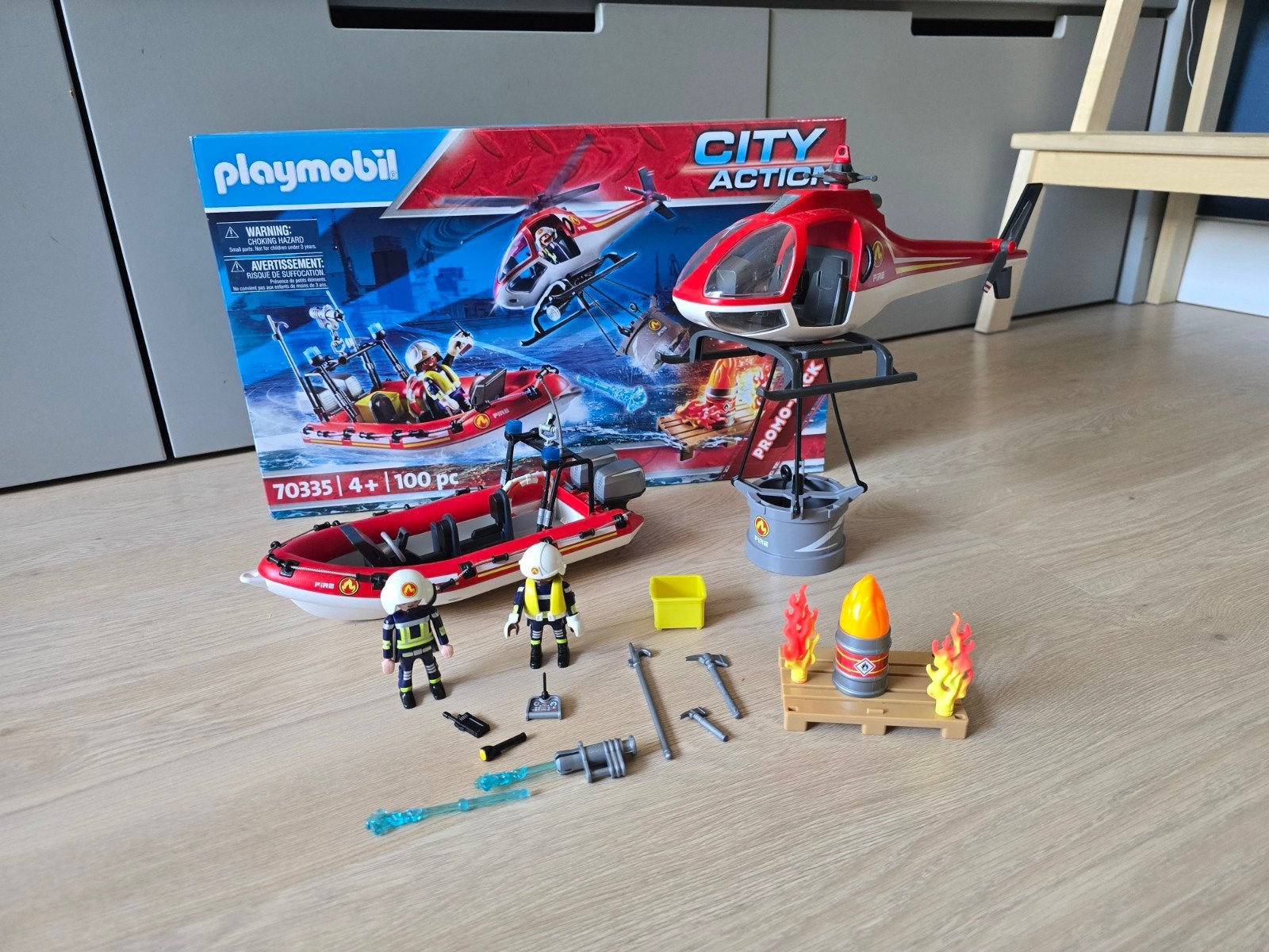 Playmobil City Action Brandweerboot en Helikopter 70335, Ophalen, Gebruikt
