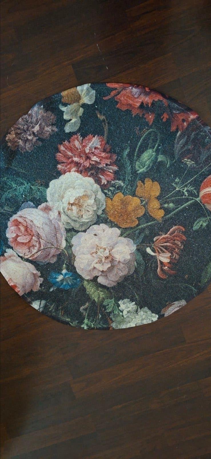 Vloerkleed (Bloemen), Gebruikt, Rond, 200 cm of meer, 50 tot 100 cm