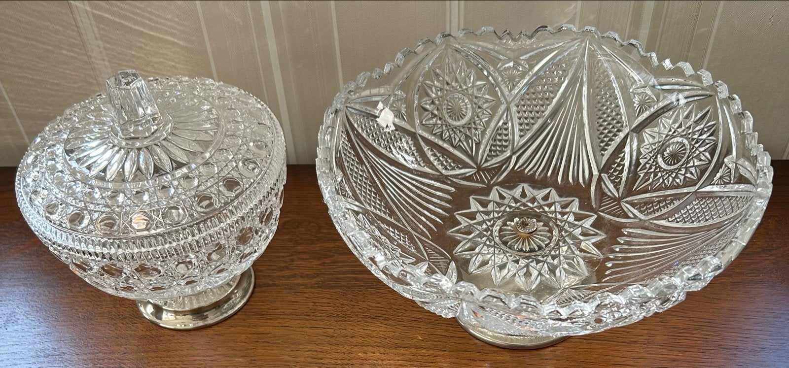Set van 2 kristallen/glazen schalen met verzilverde voet, Ophalen of Verzenden