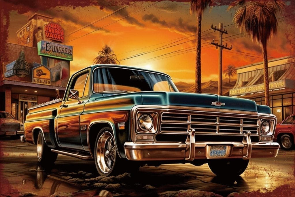 Wandbord, pick-up truck, metaal, deco, Ophalen of Verzenden, Nieuw, Metaal, Decoratieobject