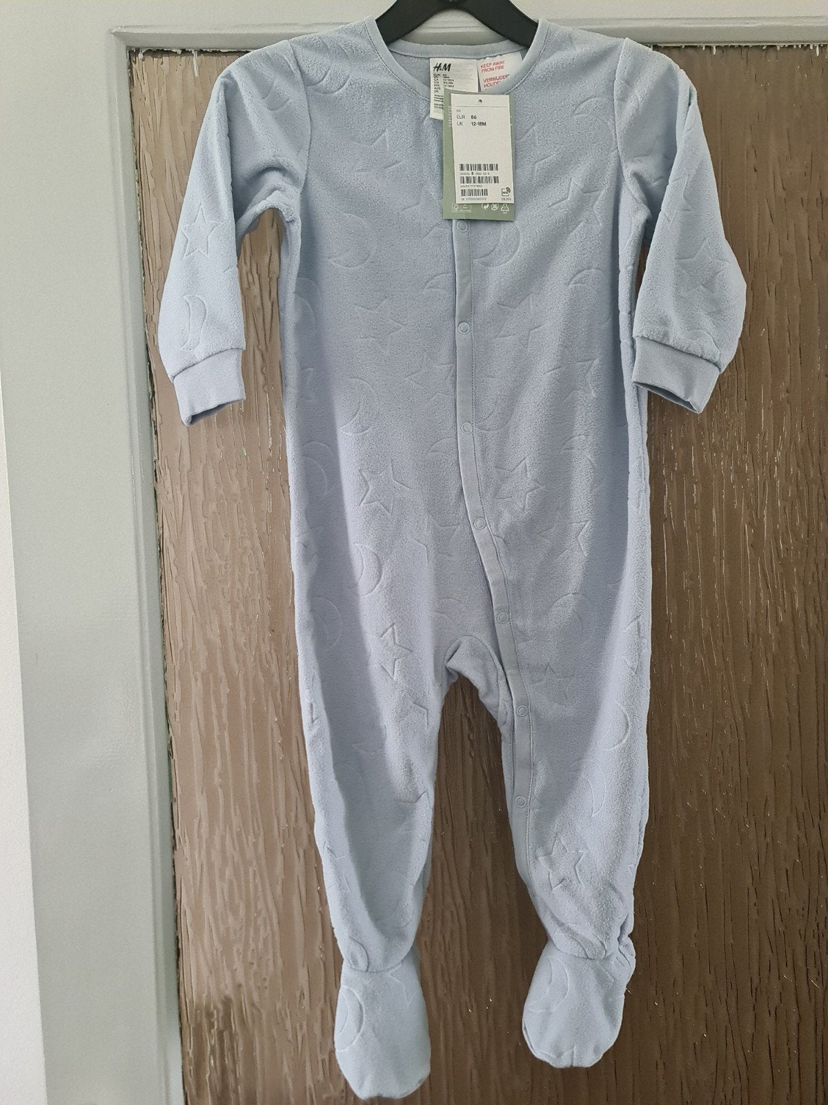 New H&M Baby Pyjama / Romper Lichtblauw met Sterren en Manen, Kinderen en Baby's, Babykleding | Maat 86, Nacht- of Onderkleding