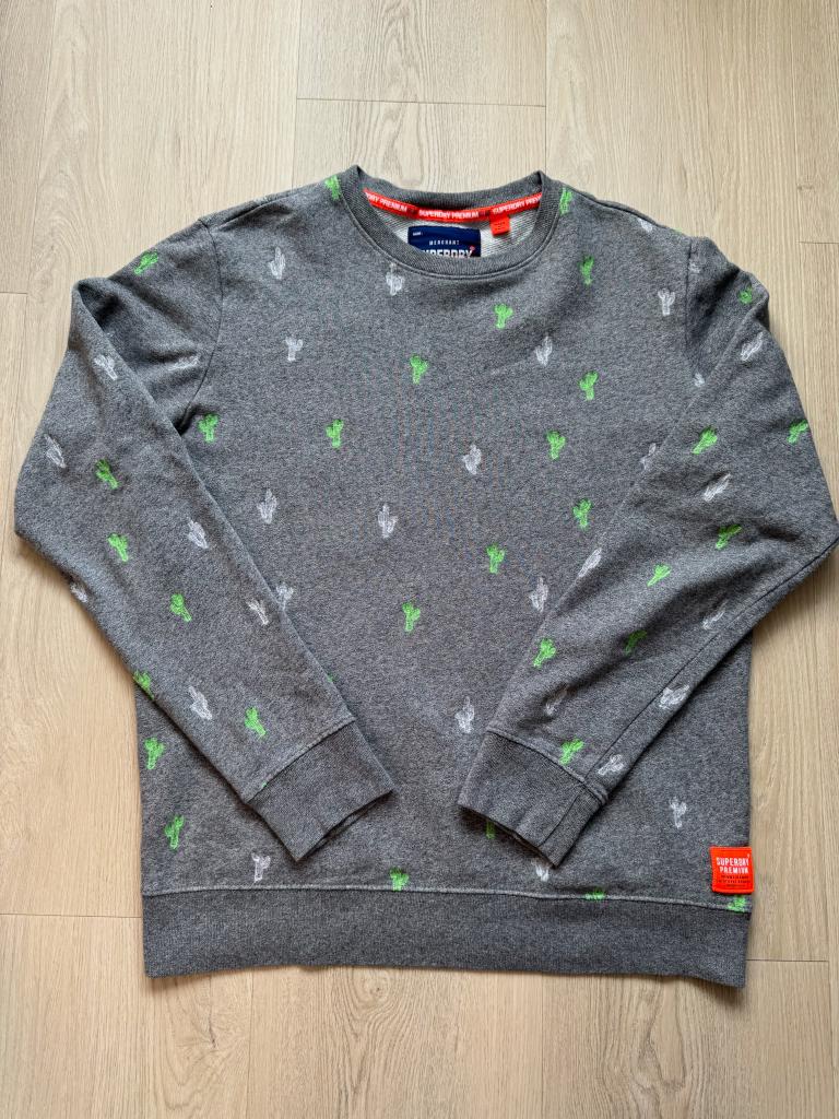 Superdry trui, M grijs, groen, Maat 48/50 (M), Ophalen of Verzenden, Zo goed als nieuw, Grijs