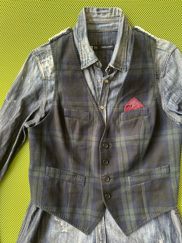 Dsquared2 spijkerjack met gilet - Maat 46 (S), Kleding | Heren, Ophalen of Verzenden, Zo goed als nieuw, Maat 46 (S) of kleiner