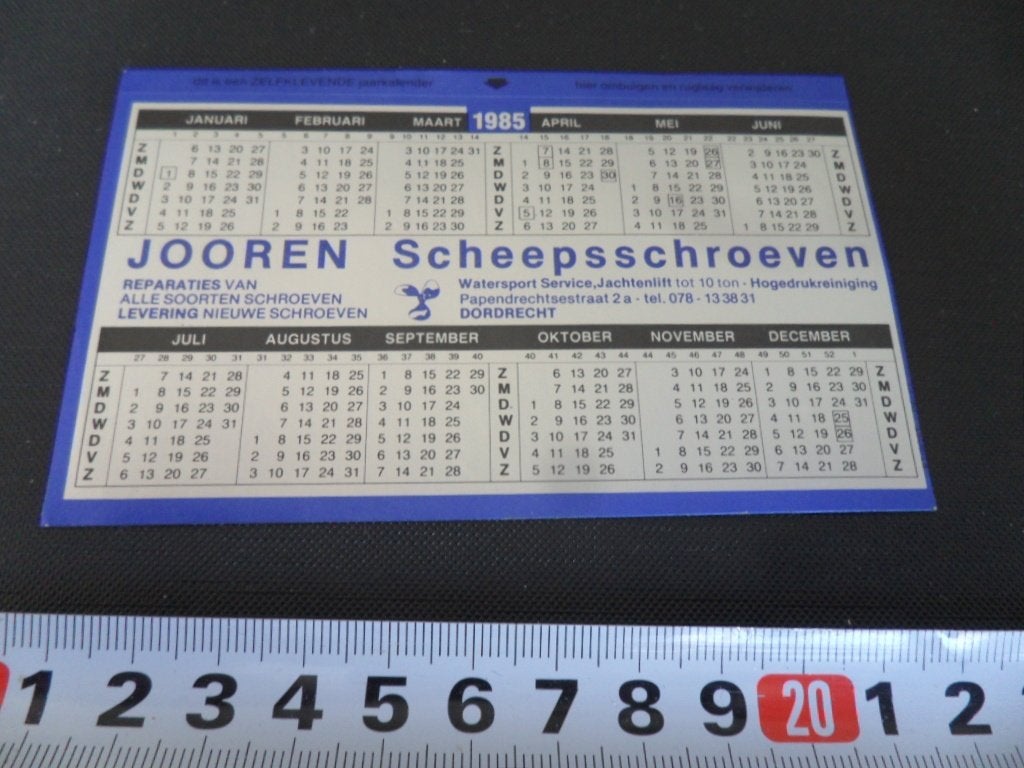 sticker kalender 1985 jooren scheepsschroeven dordrecht, Ophalen of Verzenden, Zo goed als nieuw