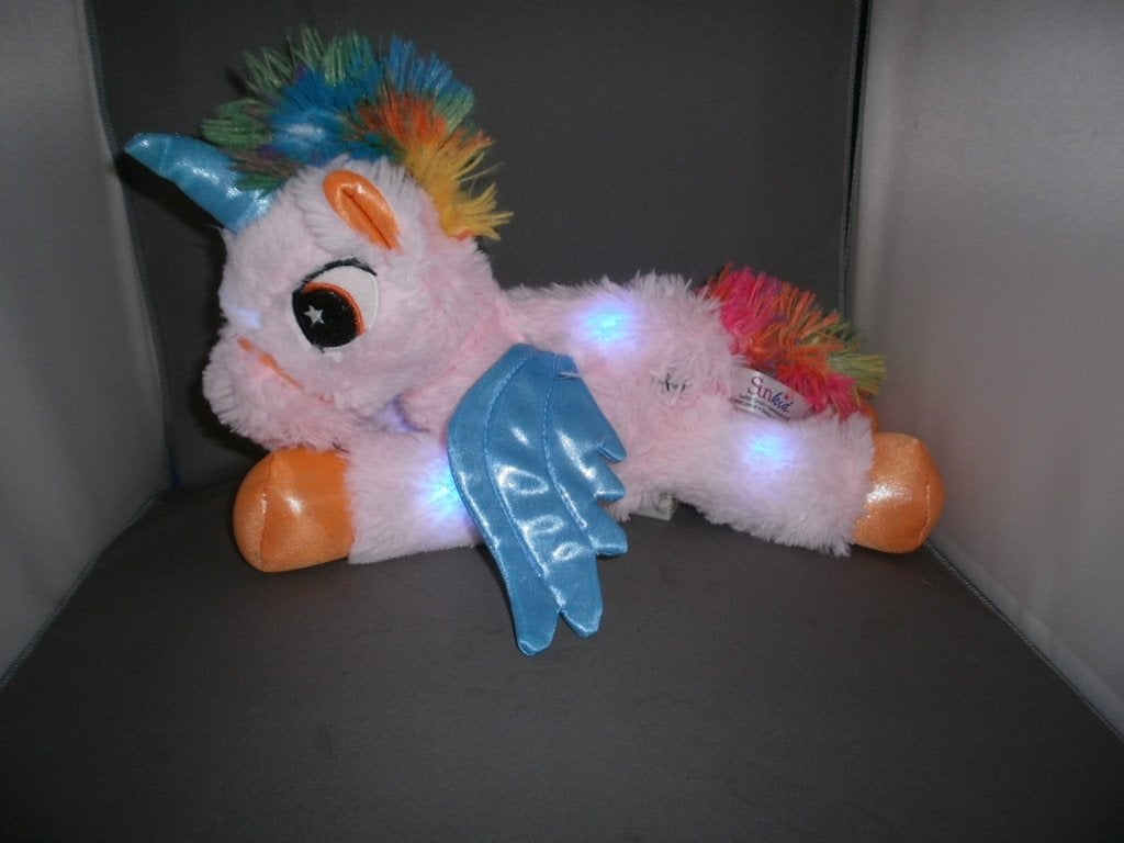 sunkid unicorn eenhoorn gekleurd met licht lampjes 34 cm, Overige karakters, Nieuw, Met label, Ophalen of Verzenden