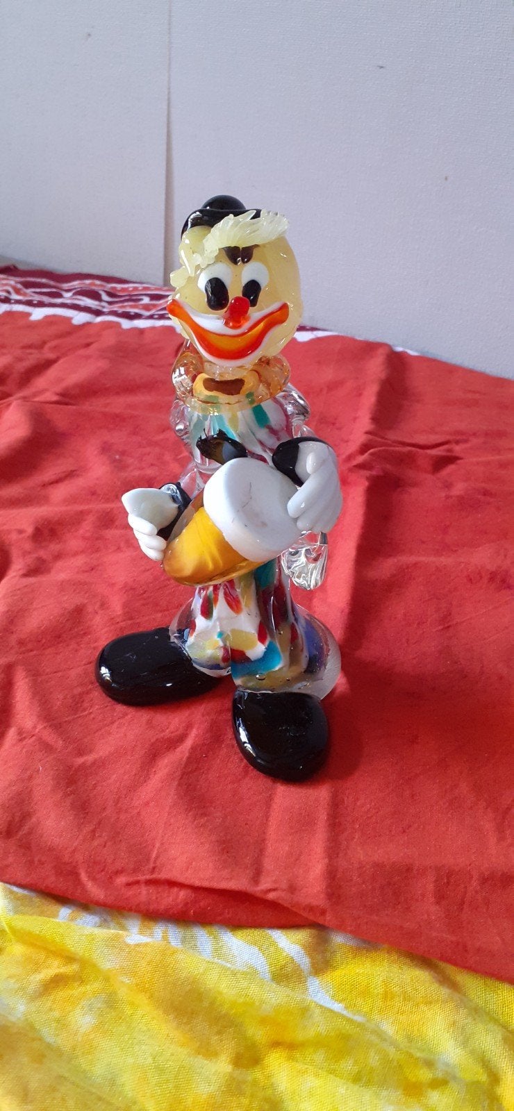 Kleurrijke Italiaanse Glazen Clown – Origineel Murano Stijl, Verzamelen, Ophalen of Verzenden, Zo goed als nieuw, Dier