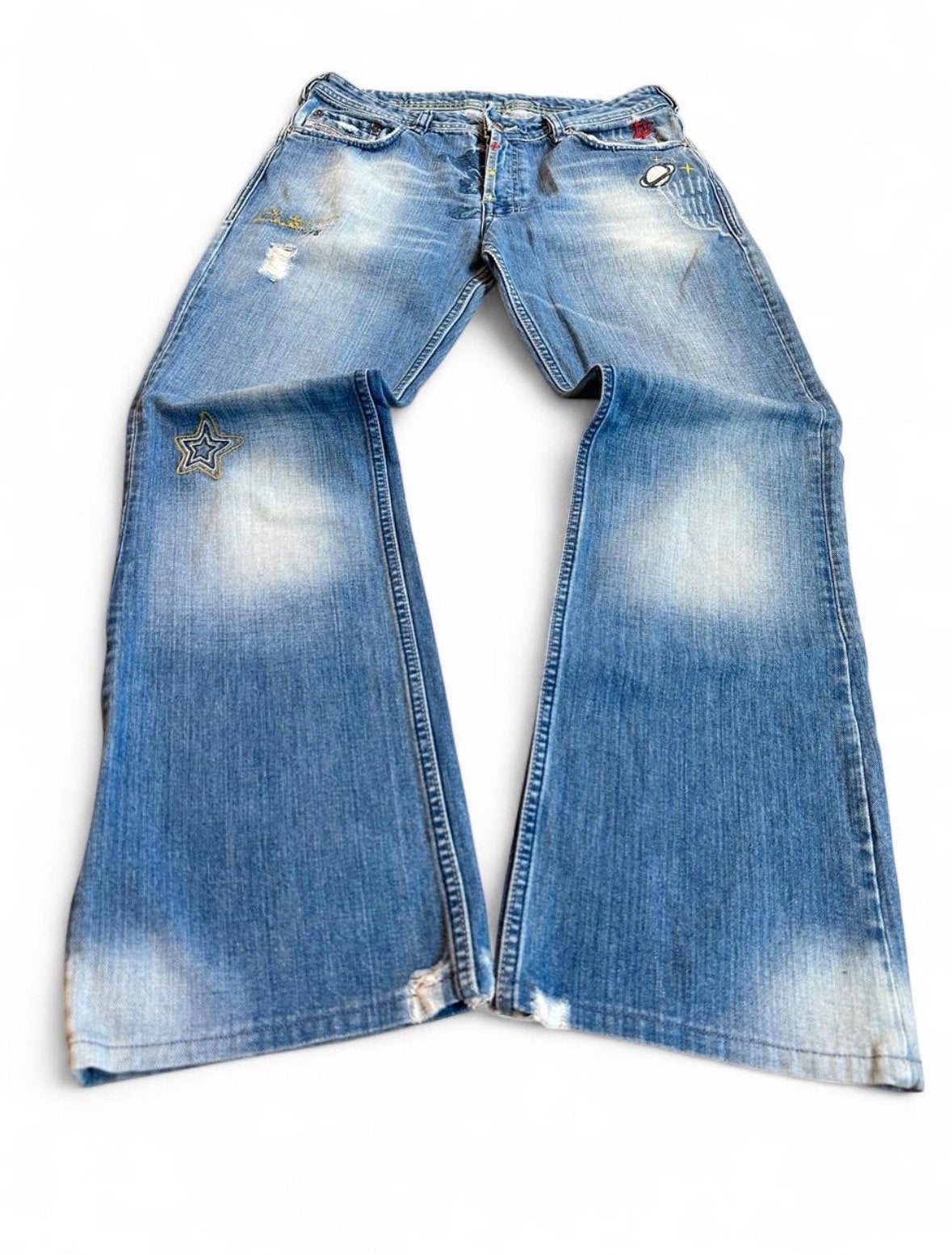 Diesel Zathan Space Center Bootcut Jeans W32 L32 Geborduurd, Kleding | Heren, Ophalen of Verzenden, Gedragen, Blauw, W32 (confectie 46) of kleiner