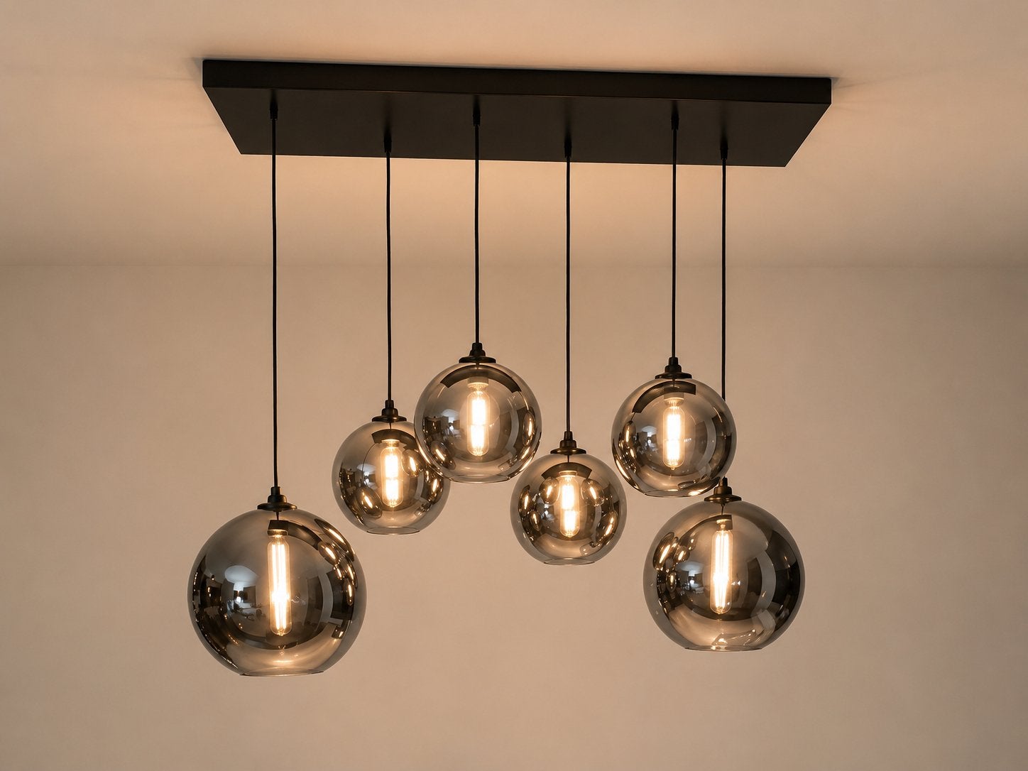 By eve 6 bulb plafond lamp smoke glas, Huis en Inrichting, Lampen | Hanglampen, Ophalen, Zo goed als nieuw, Glas