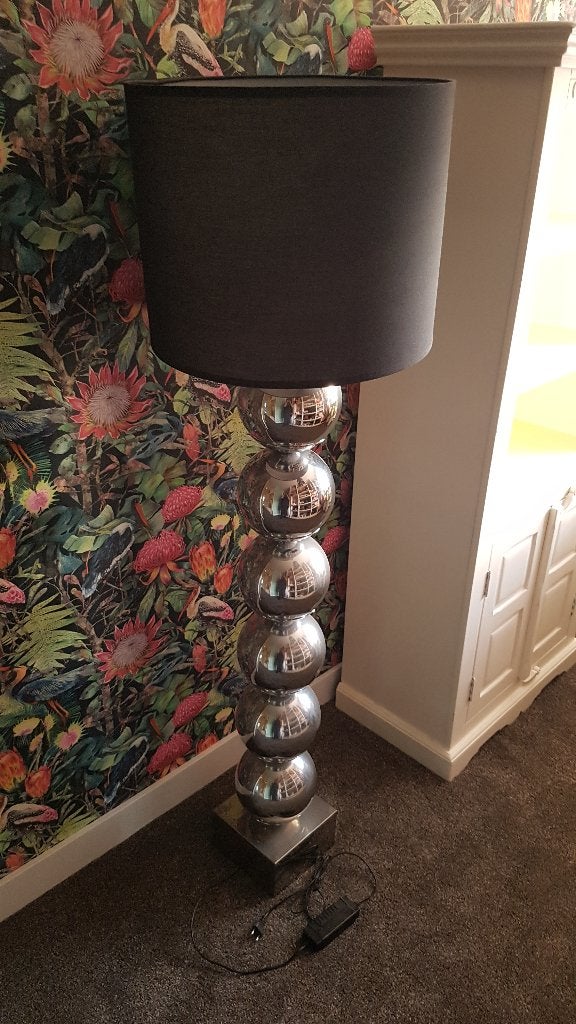 Zilveren vloerlamp met bollen I zware voet I Dimmer, Ophalen, Zo goed als nieuw, 150 tot 200 cm