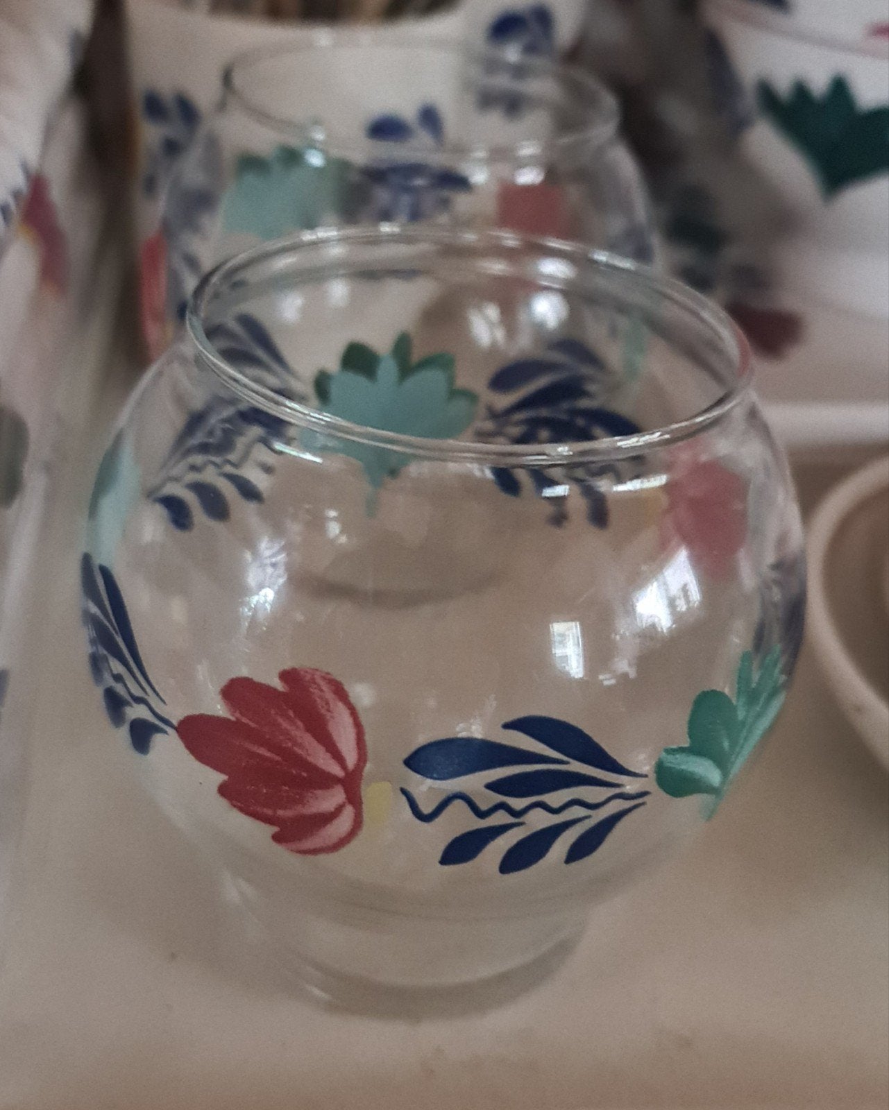 Boerenbont glazen waxinelichthouders, Glas of Glazen, Landelijk/Boerenbont, Nieuw, Ophalen of Verzenden