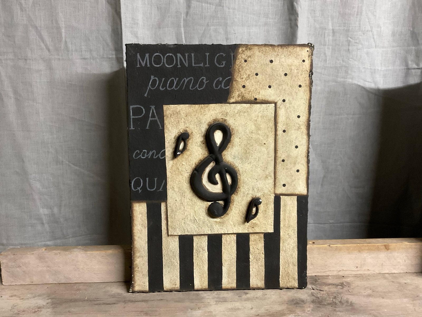 Nostalgia Blocks Canvas Kunstwerken - Set van 4, Huis en Inrichting, Vintage, Meerkleurig, Ophalen of Verzenden, Zo goed als nieuw