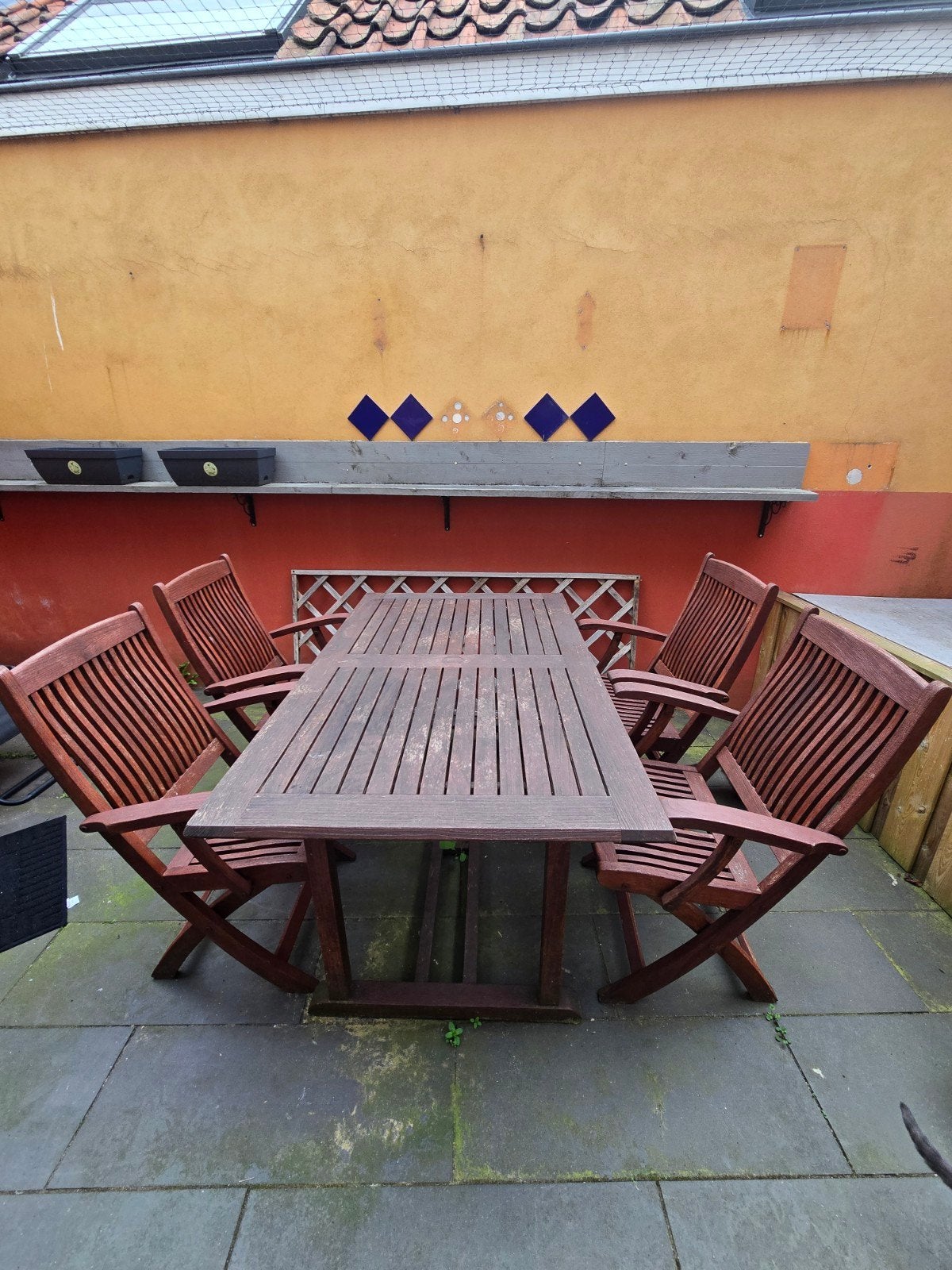 Tuinmeubelen, eettafelset voor 4 personen, Ophalen, Teakhout