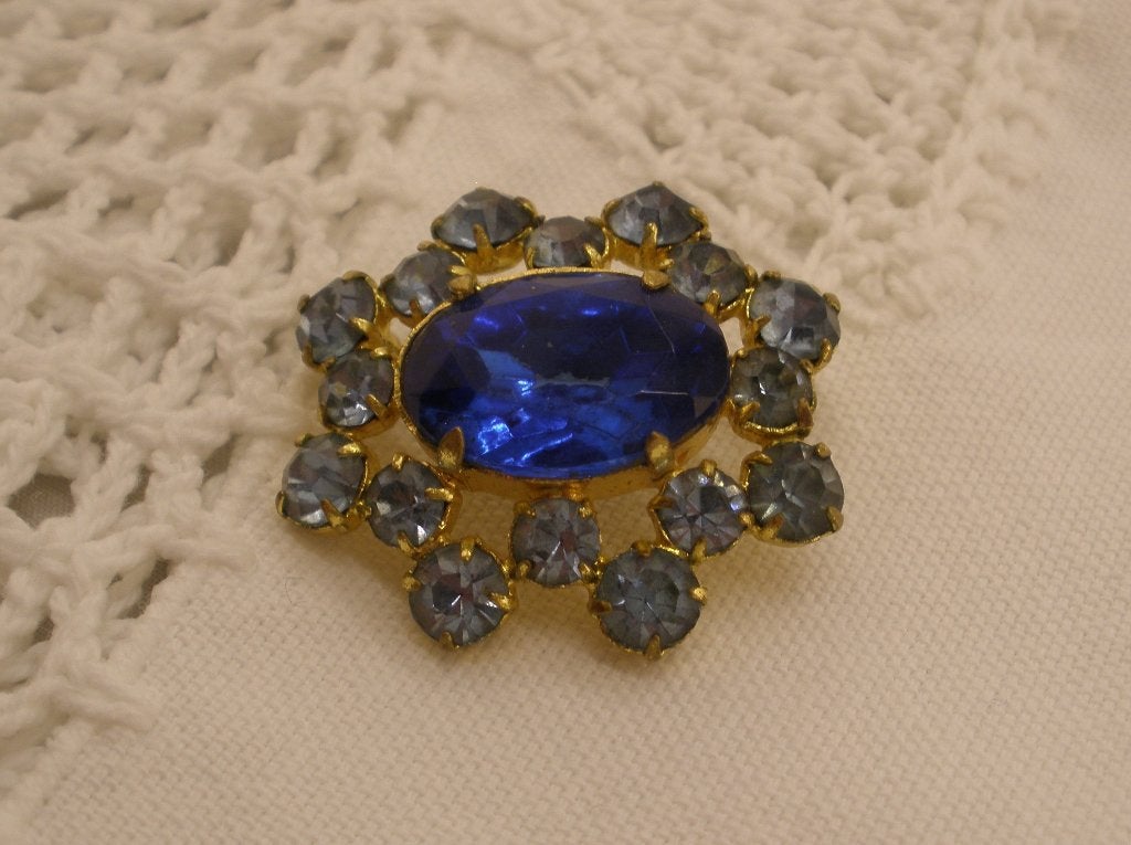 Oude broche goudkleur met strass, Sieraden, Tassen en Uiterlijk, Overige materialen, Minder dan 4 cm, Ophalen of Verzenden, Zo goed als nieuw