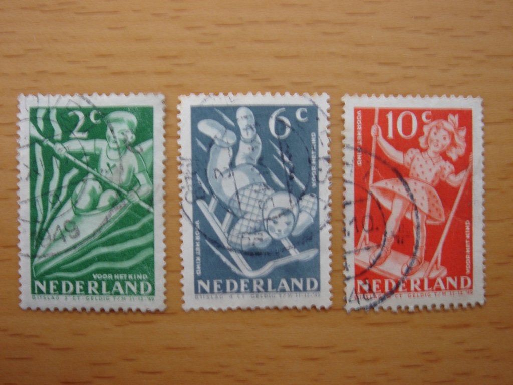 Kinderzegels 1948 3x NVPH 508, 510 en 511   Gestempeld, Postzegels en Munten, Postzegels | Nederland, Ophalen of Verzenden, Na 1940