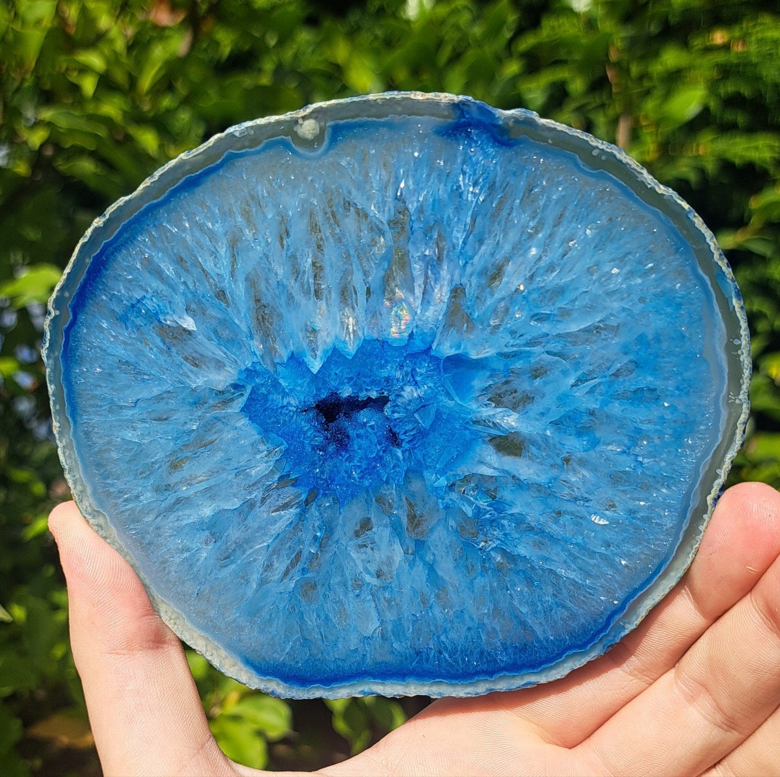 Agaatschijf met druzy kristallen edelsteen verzameling, Verzamelen, Ophalen of Verzenden
