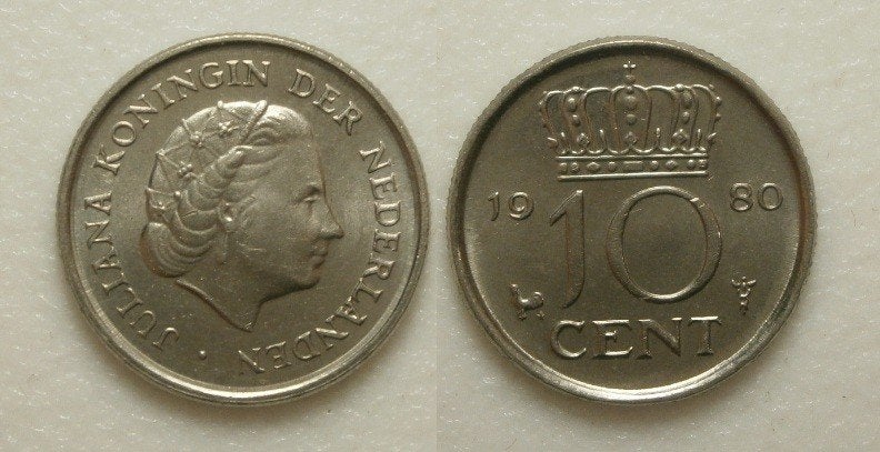 PD02608 Juliana 10 cent 1980, Postzegels en Munten, Munten | Nederland, Ophalen of Verzenden, Koningin Juliana, 10 cent, Losse munt