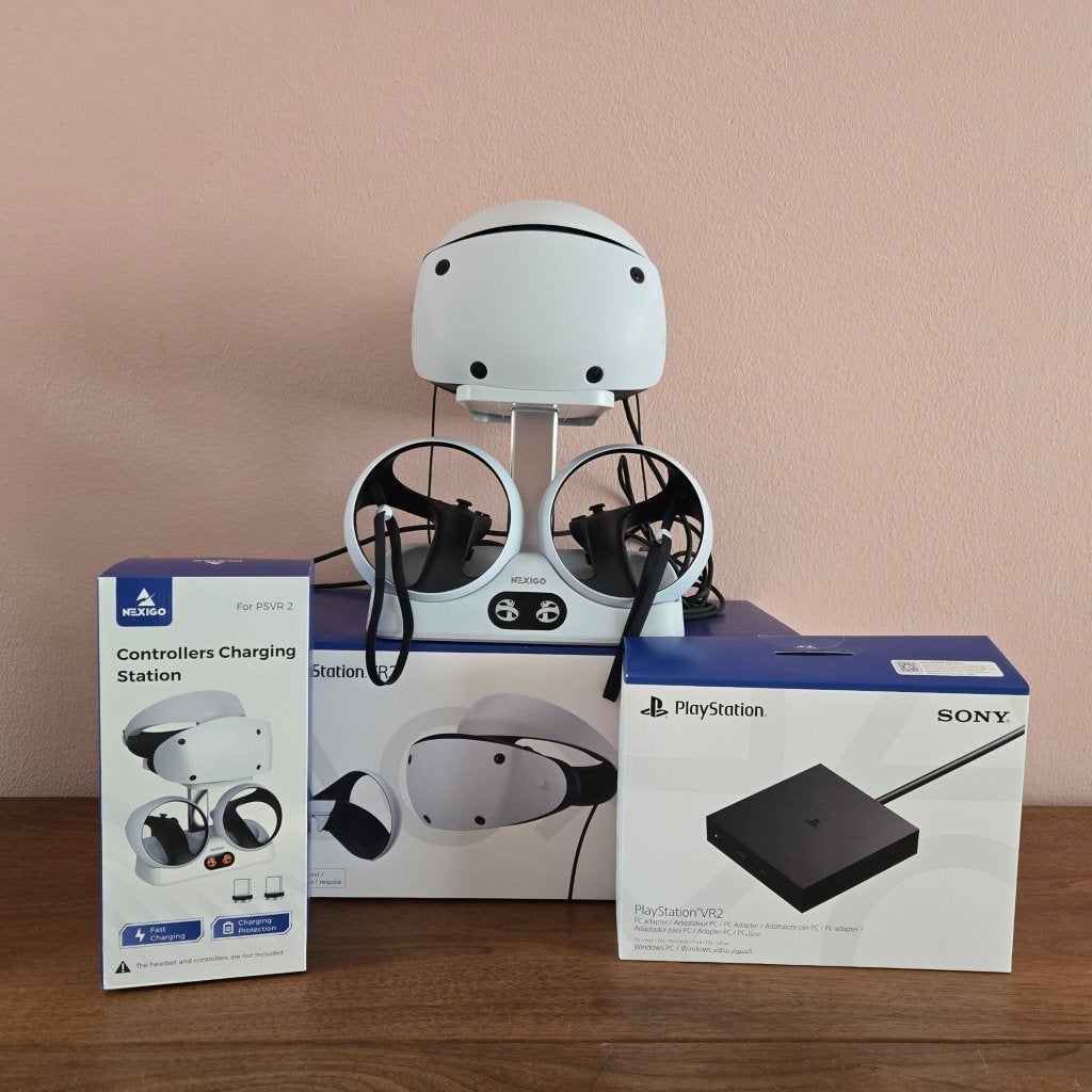 PSVR2 + PC adapter + Headset mod + Charging Station, Ophalen, -, -, Zo goed als nieuw