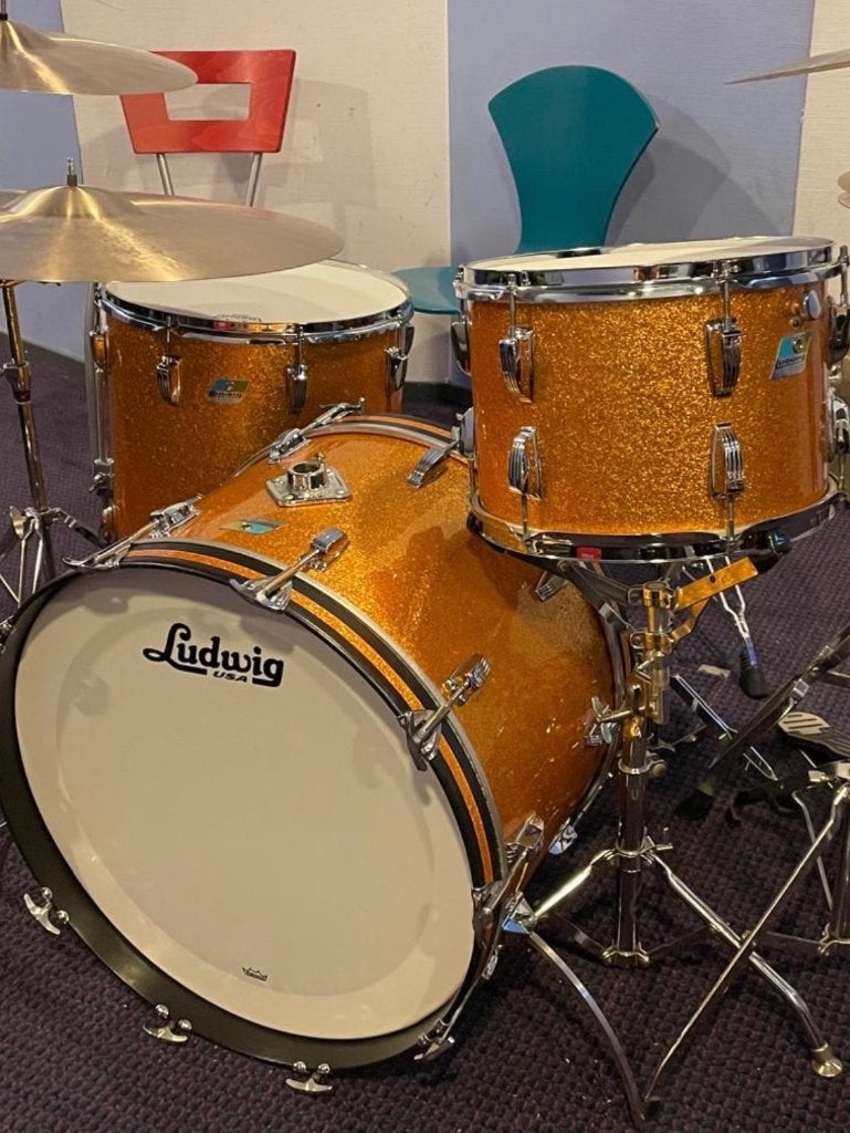 Vintage goldsparkle Ludwig kit (1974/75), Muziek en Instrumenten, Ophalen, Zo goed als nieuw, Ludwig